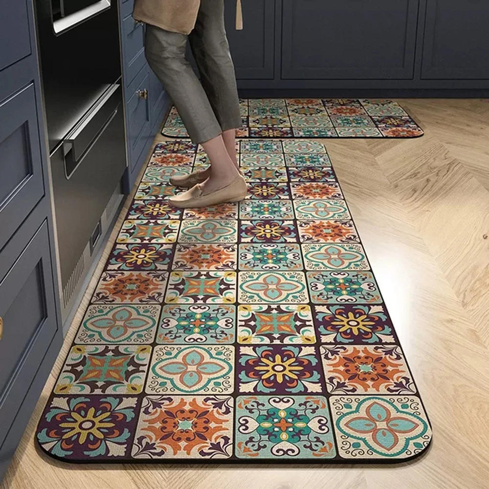 Description Picture 5 of itemNon-slip Kitchen Mat Crystal Velvet Super Absorbent Floor Mats Kitchen Long Carpets Bathroom Entrance Door Mat Bedroom Long Rugs