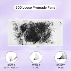 500 Handmade Premade Lash Fans Bouquet Eyelashes Pointy Base Mid Stem Pre made Volume Fans Promade Loose Fans Eyelash Extensions