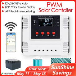 12V/24V/48V 50A 60A Solar Charge Controller APP Real-Time Data Monitoring Three-Stage Charging Management Solar Controller