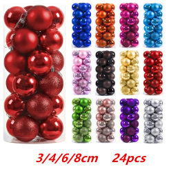 24pcs 3/4/6cm Christmas Decorations Balls Multicolor Xmas Tree Balls Large Christmas Baubles Ornament Ball Party Home Garden Dec