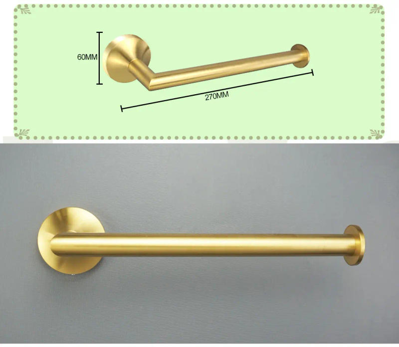 Description Picture 6 of itemBathroom Accessories Set Brushed Gold Wall Mounted Towel Bar Paper Holder and Hooks Stainless Steel Bath Rack Clothes Rack Hardw