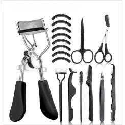 Multifunctional Eyelash Curler and Eyebrow Brush Tool Set Foldable Double Headed Lash Comb Steel Tweezers Eye Makeup Beauty Set