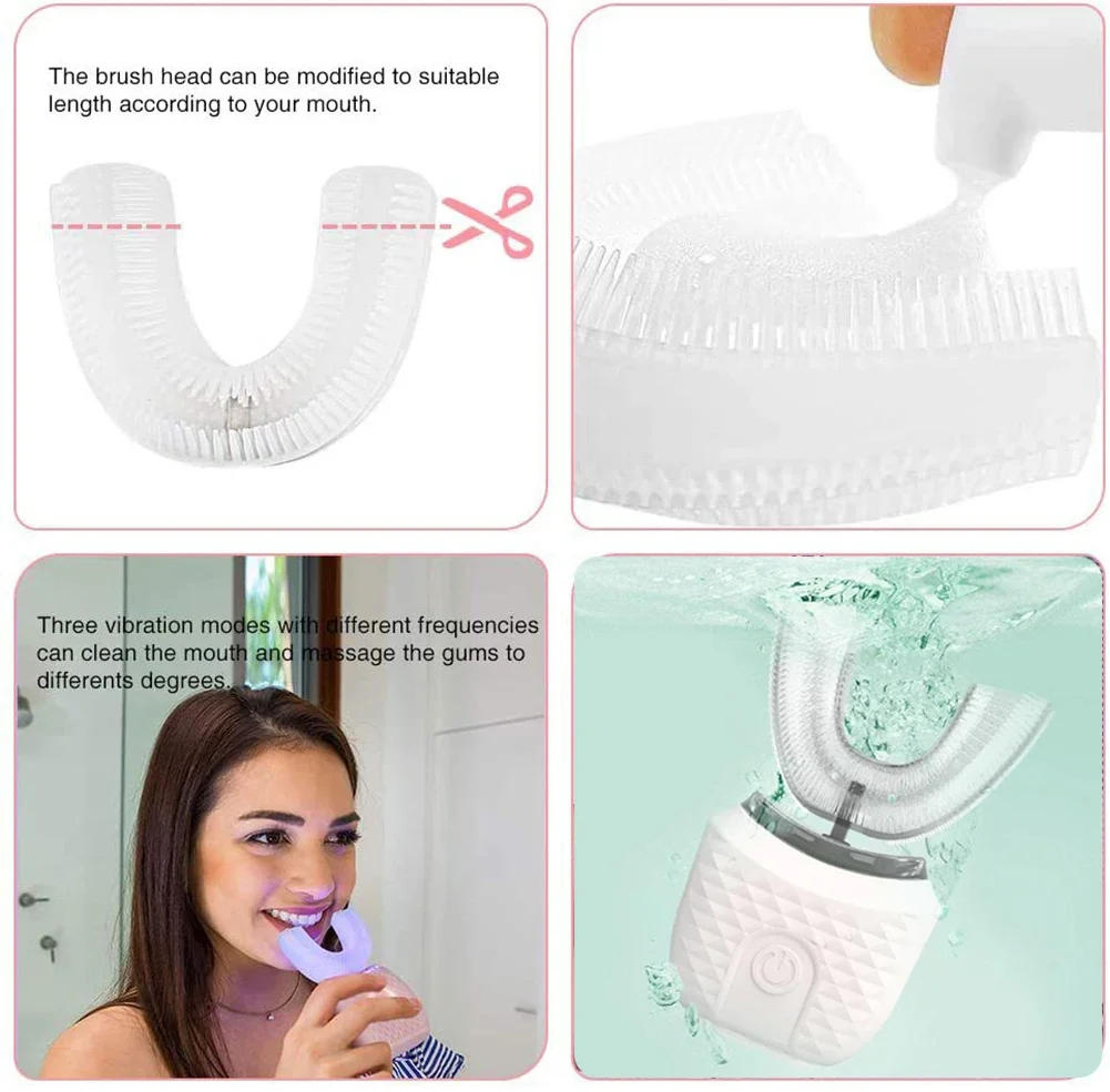 Description Picture 6 of itemU-Shaped Adult Ultrasonic Electric Toothbrush With USB Charging Holder 360 Degrees Smart Automatic Sonic Tooth Whitening Device