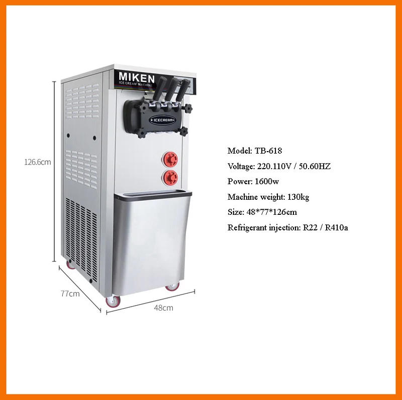 Description Picture 3 of itemPBOBP Desktop Soft Ice Cream Makers Machine Single Head Ice Cream Machine Stainless Steel Ice Cream Vending Machine 1100W