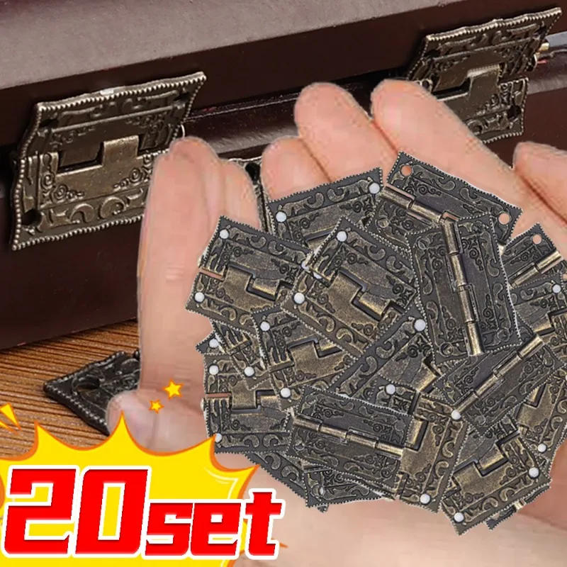 Description Picture 5 of item20/1Sets Antique Bronze Hinges Vintage Cupboard Cabinet Fitting with Screws Jewelry Boxes Wooden Case Hinge Furniture Hardware