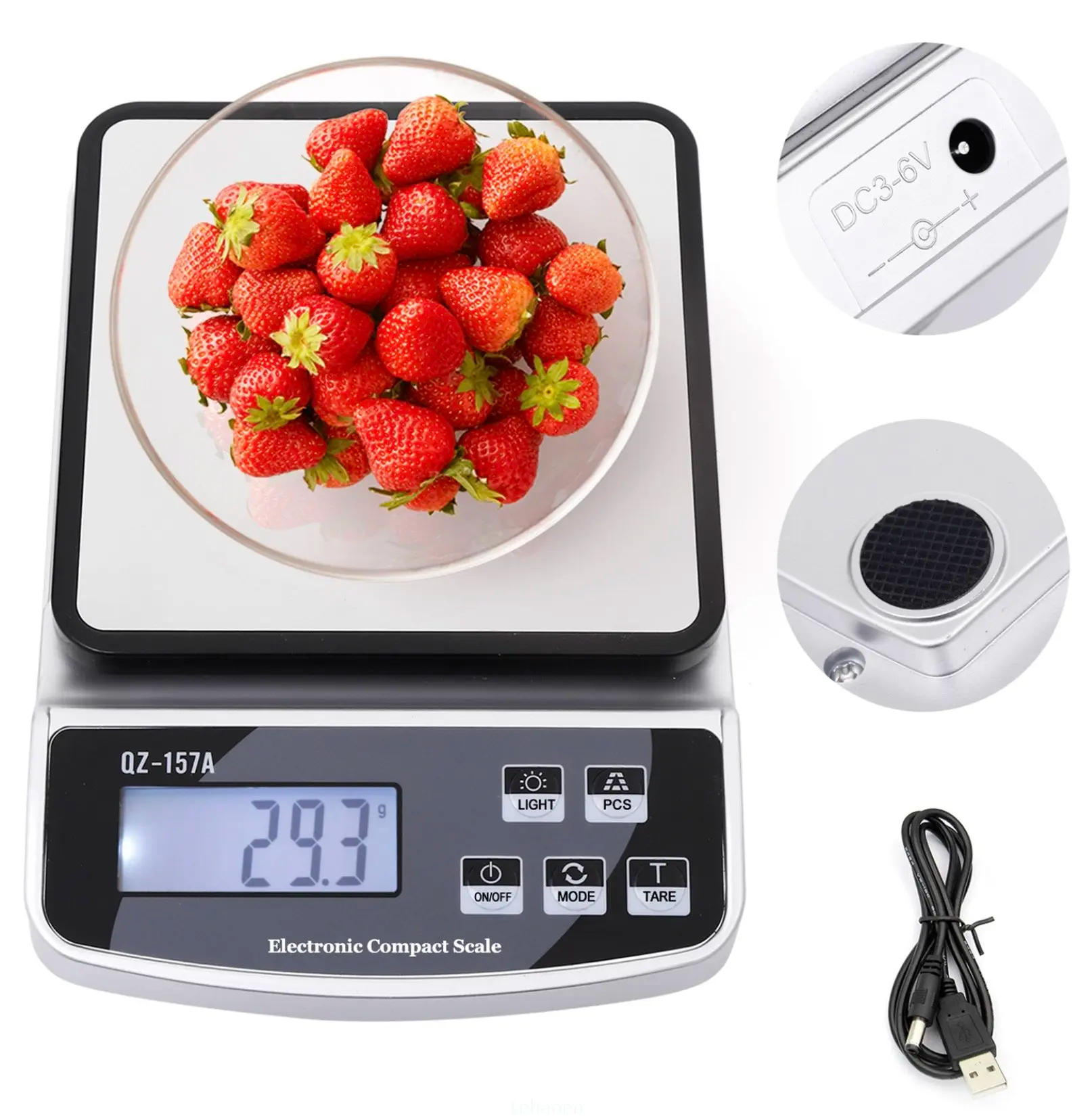 Description Picture 6 of item15KG/3KG Electronic Kitchen Scale USB Charge Precision Balance Food Scale Household Coffee Scale Smart Digital Baking Scales