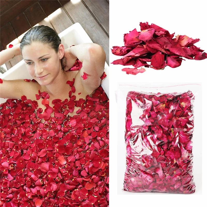 Description Picture 2 of item1 Pack Dried Rose Petals Natural Flower Bath Spa Whitening Shower Dry Rose Flower Petal Bathing Relieve Fragrant Body Massager