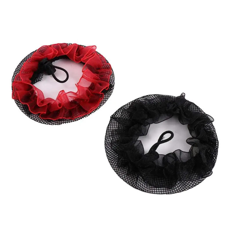 Description Picture 4 of itemHair Rope Rings Elegant Elastic Lace Adjustable Hollow Hair Holder Girls Drawstring Snoods Ponytail Holder Ballet Bun Hair Nets