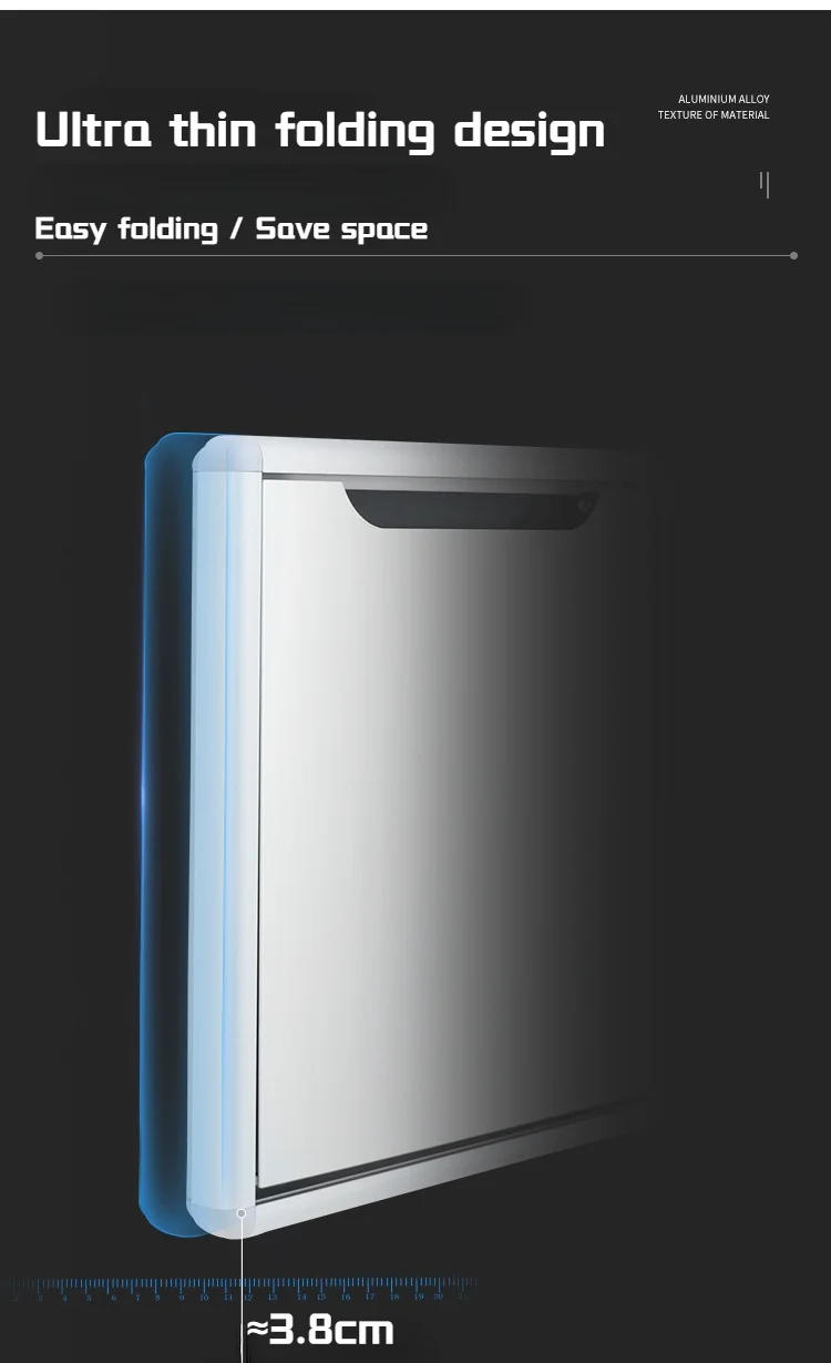 Description Picture 5 of itemWall Mounted Household Slim Aluminum Folding Stool Leisure Porch Shoe Storage Stool Bathroom Furniture