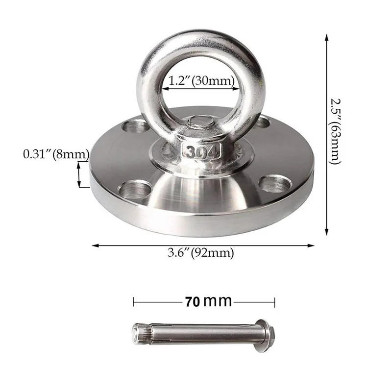 Description Picture 5 of itemSUS304 Suspension Hook Wall Ceiling Mount Hanger Bracket for Gym Suspension Straps Yoga Swing Trapeze hanging Chair Boxing Bag