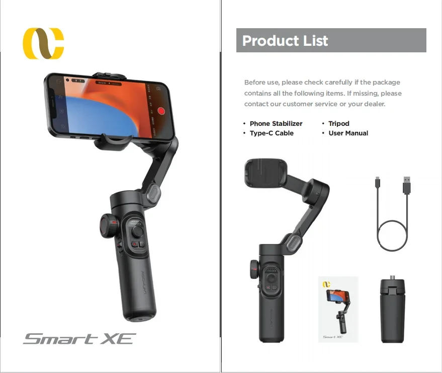 Description Picture 2 of itemAOCHUAN Smart XE 3-Axis Handheld Gimbal Stabilizer RGB Fill Light Face Tracking Phone Live Broadcast Tiktok Vlog Selfie Stick