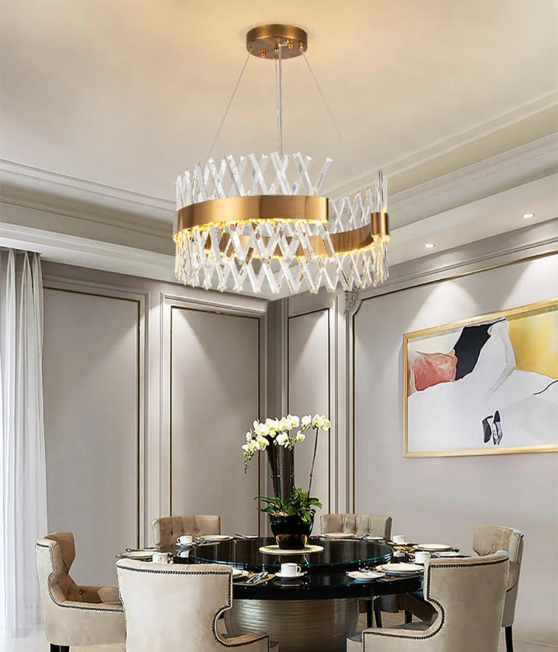 Description Picture 6 of itemX Shape Long Crystal Ceiling Chandelier 2024 Home Decoration Hanging Lamps above Dining Room Cristal Lustre for Living Room