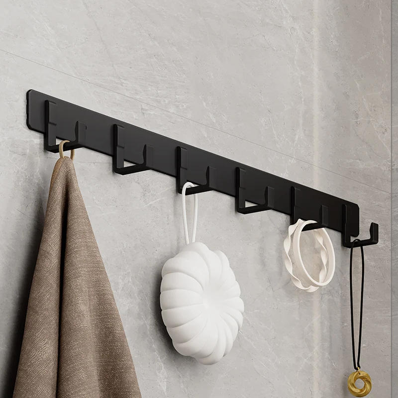 Description Picture 5 of itemSpace Aluminum Black Hook Bathroom Towel Hook Living Room Door Back Clothes Hook Simple Black Storage Hook To Save Space