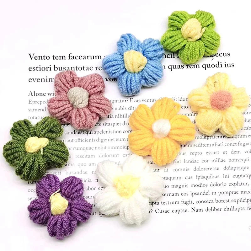 Description Picture 5 of item10pcs Knitting Flower Head Crocheted Yarn Bouquet Ornament Carnation Hand-woven Hairpin Pin Brooch DIY Sewing Accessories