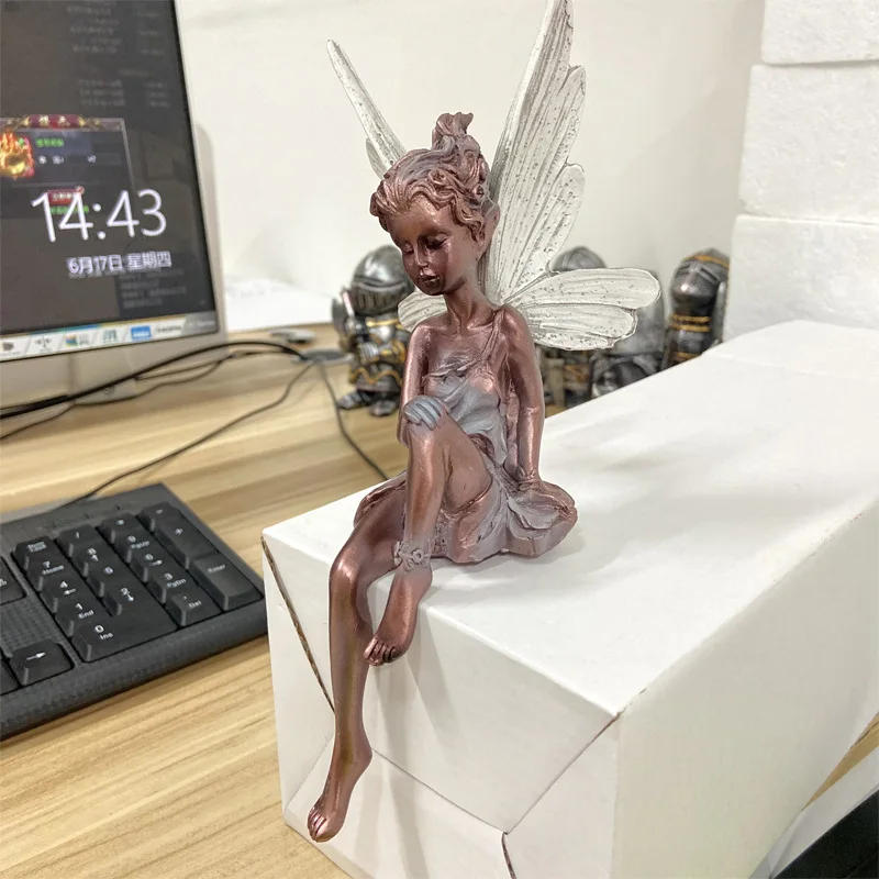 Description Picture 6 of itemPlaying The Flute  Fairy Statue Resin Sitting Angel Elf Garden Decorative Ornament Outdoor Lawn Courtyard Sculpture Crafts