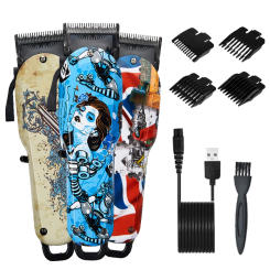 Men Barber Shop Clipper Electric Hair Trimmer Shaver Rechargeable Powerful Cutter Hair Cutting Machine Graffiti Cordless Clipper