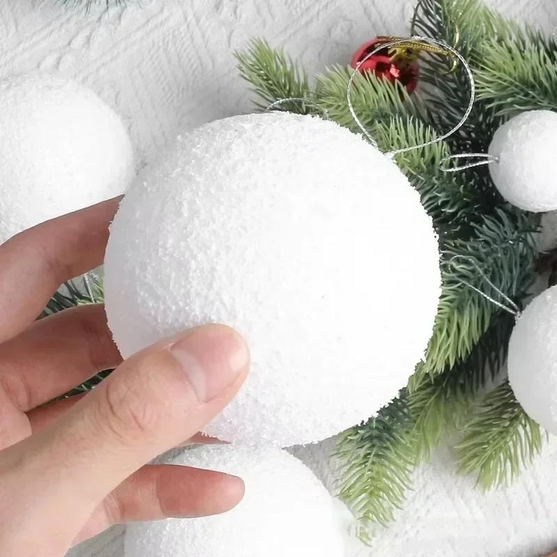 Description Picture 4 of item60/6pcs Large Christmas Balls White Foam Snowballs for Xmas Tree Hanging Pendant Round Ball Ornaments New Year Party Home Decor