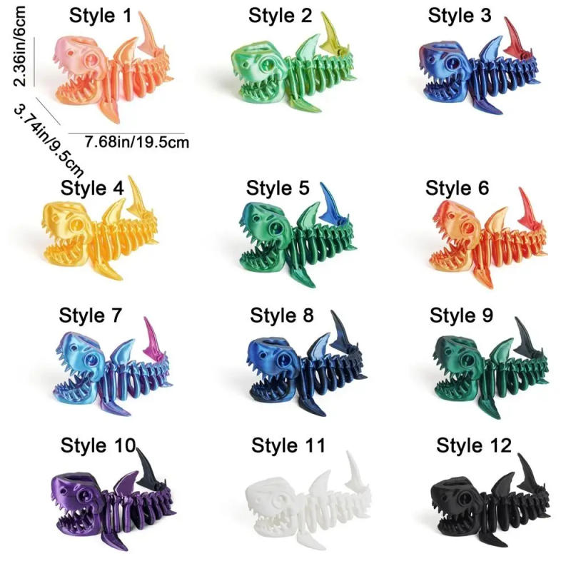 Description Picture 2 of itemPLA Plastic 3D Printed Shark Model Multi-jointed Movable Realistic 3D Printed Shark Bones Decorative Handmade Simulation Shark
