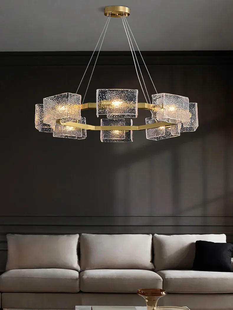 Description Picture 4 of itemModern Led Corrugated Crystal Ceiling Chandeliers Luxury Pendant Light for Living Room Restaurant Hanging Lamp Home Decor Luster