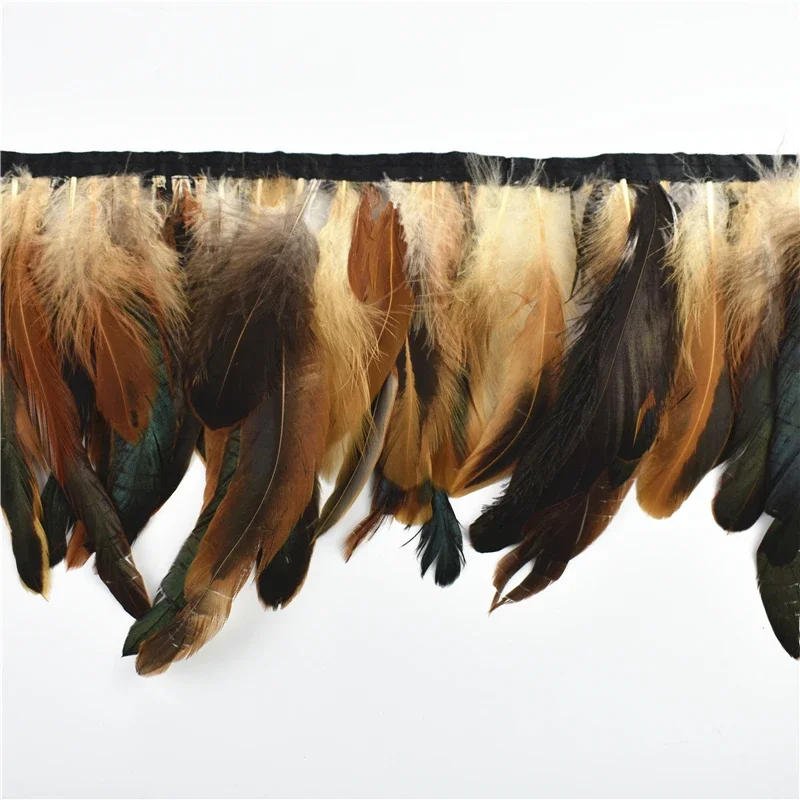 Description Picture 5 of item1Meter Rooster Feathers Trim Tassel Fringe on Tape Chicken Pheasant Cock Feather for Clothes Ribbon Sewing DIY Decoration Decor