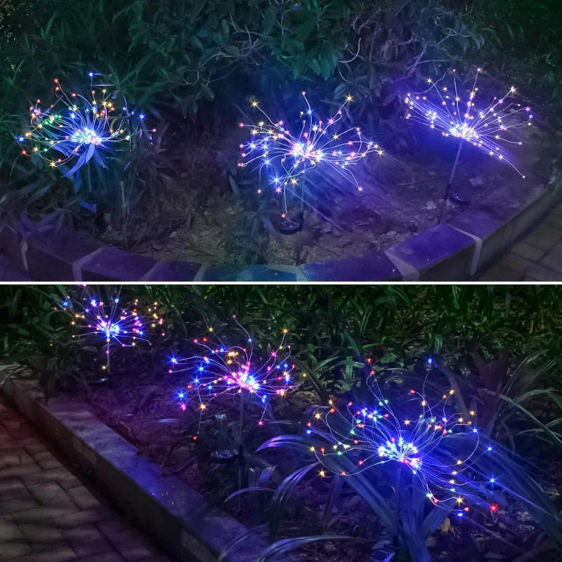 Description Picture 6 of item90 LED Solar Power Firework Lights Garden Decoration Fairy Lights Waterproof Outdoor Dandelion Lawn Lamp for Patio Garden Decor