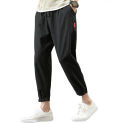 Men Drawstring Waist Trousers Men's Straight Ankle-banded Sweatpants with Side Pockets for Gym Training Jogging Elastic Waist