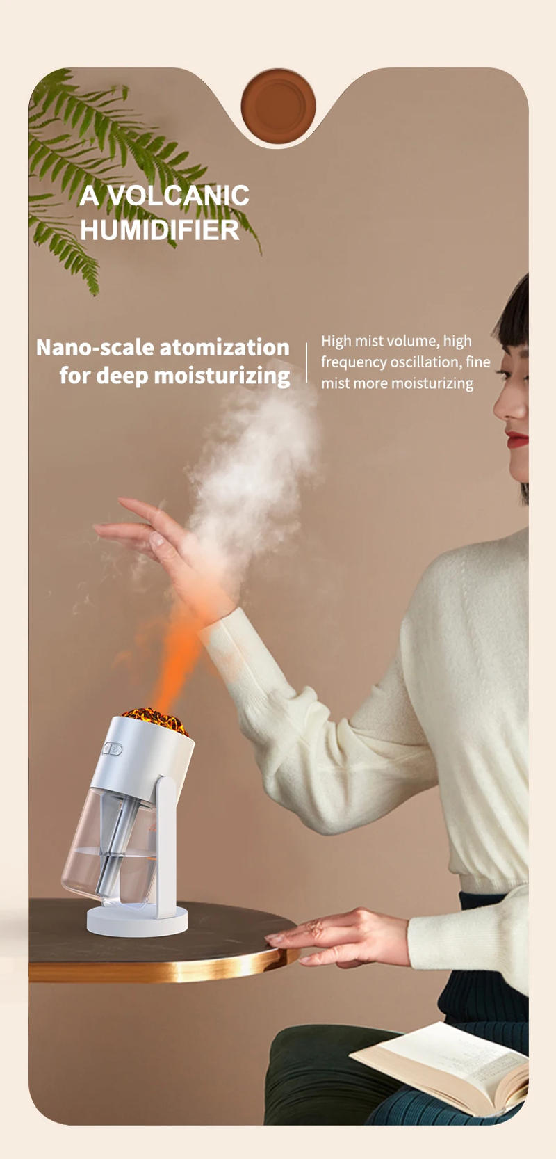 Description Picture 4 of itemNew Portable Home Desktop Humidifier Mini Air Purifier Simulation Of The Flame Seven Color Atmosphere Light Air Car Humidifier