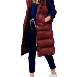 Women's Long Coat Vest With Hood Autumn Winter Sleeveless Warm Cotton Down Coat Waistcoat Quilted Vest Down Jacket Outwear 5XL