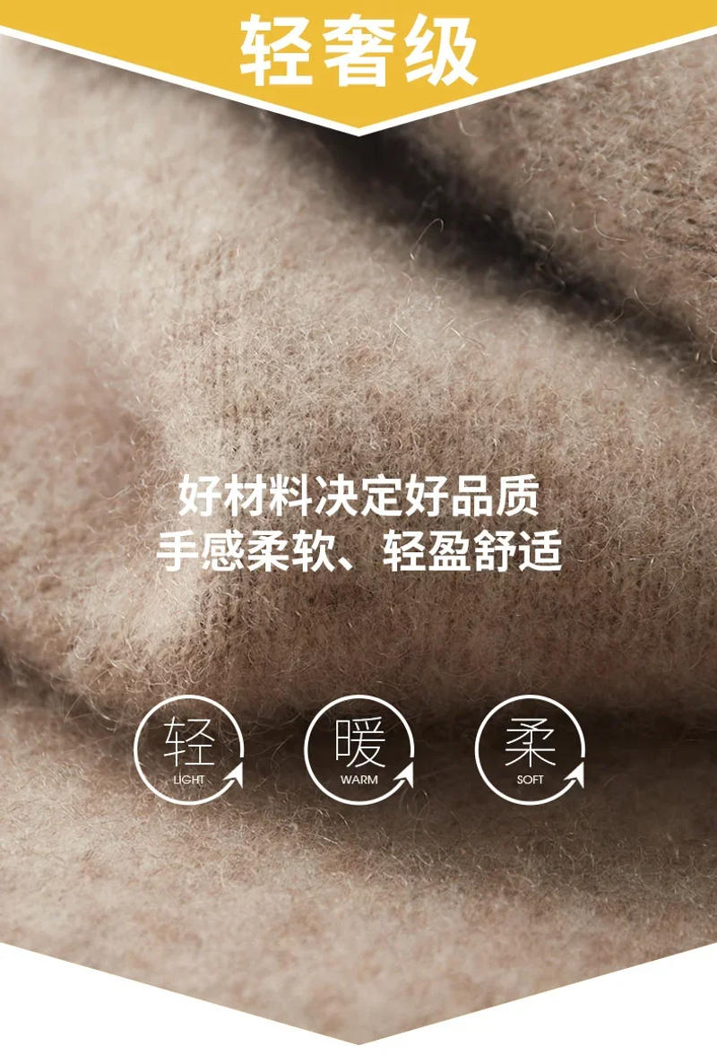 Description Picture 3 of item100% Class A Cashmere Men's Cardigan Autumn/Winter Thickened Sweater Casual Business Half High Neck Jacket Warm Long Sleeve Coat