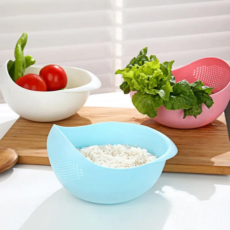 Description Picture 3 of itemRice Sieve Plastic Colander Kitchen Drain Basket with Handles Rice Bowl Strainer Strainer Basket Sink Drain Kitchen Tools