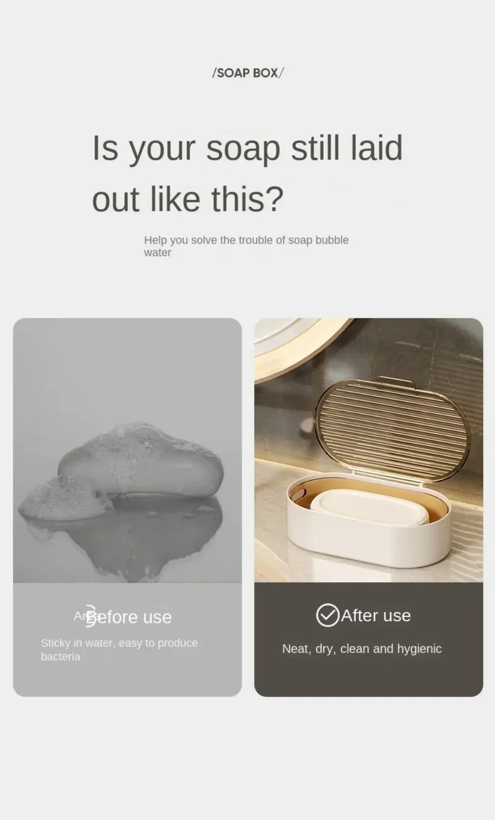 Description Picture 3 of item1 Pc Non-punching Double-layer Soap Box Household Bathroom Hollow Drain Soap Box with Cover Dust SoapBox Holder