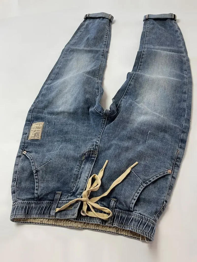 Description Picture 5 of itemSummer Thin Jeans Men's Clothing in Baggy Straight Pants Fashion Elastic Waist Cotton Casual Wide Denim Trousers Pencil Pants