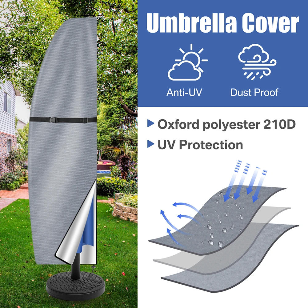 Description Picture 4 of itemPatio Umbrella Parasol Cover Waterproof Outdoor Banana Straight Style Fits Cantilever Umbrella Up to 12-14 Feet