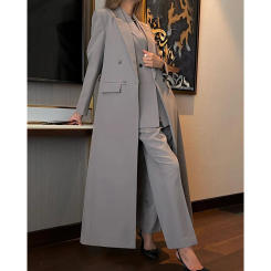Luxury Muslim Dubai Women Suits Solid Color Double Breasted Peak Lapel 3 Piece Jacket Pants Vest Set Business Party Outfits 2024