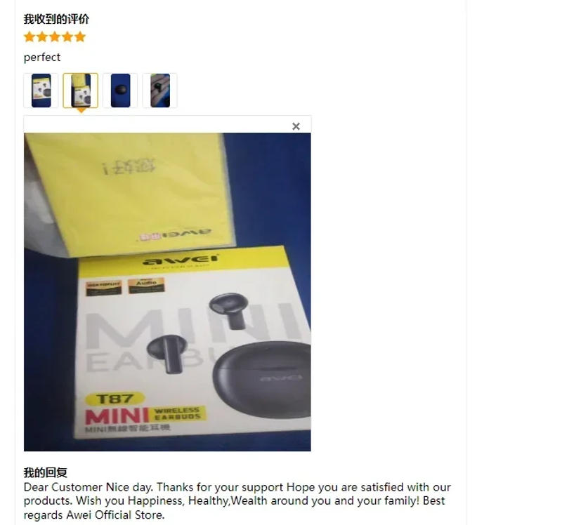 Description Picture 2 of itemAwei TWS Bluetooth 5.3 Earbuds Wireless Bluetooth Earphones Touch Control Stereo Headset Waterproof Sport Headphones