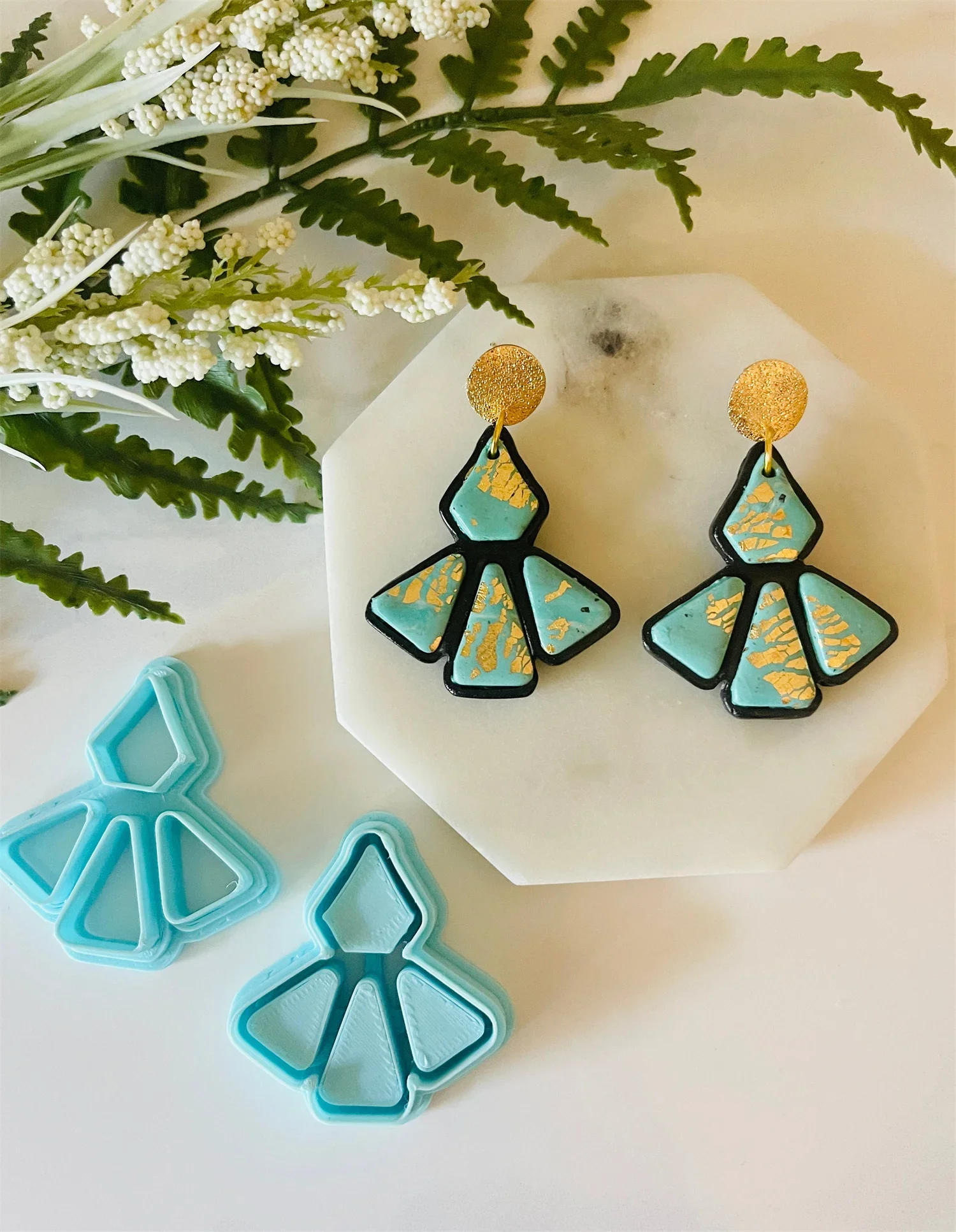 Description Picture 2 of itemChic Earrings Clay Mold Polymer Clay DIY Jewelry Pendants Embosser Soft Pottery Jewelry Making Tool Gem Earring Clay Cutters