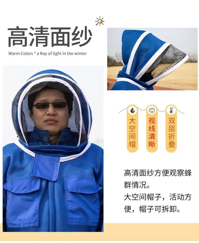 Description Picture 5 of itemAnti-bee suit, full set of breathable special thickened beekeeping clothing, half body bee protective suit, bee hat, take honey