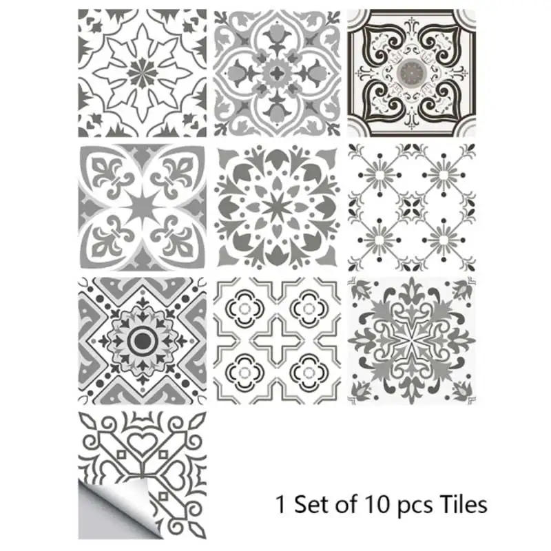Description Picture 3 of item10 Pieces Frosted Matte Film Tile Stickers Kitchen Bathroom Decorative Wall Stickers Waterproof Oil Resistant Wall Stickers