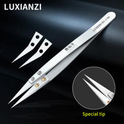 LUXIANZI Anti-static Ceramic Tweezers Set Curved Straight Tip For Electronic Repair Precision Industrial Tweezer Holding Tool