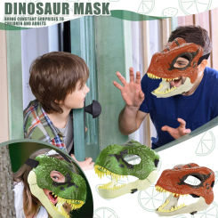 3D Dragon Dinosaur Jaw Mask Open Mouth Latex Horror Dinosaur Headgear Dino Mask Halloween Party Cosplay Props Scared Mask