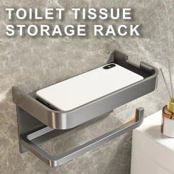 Toilet Paper Holder Aluminum Alloy Wall-Mounted Tissue Towel Roll Dispenser Storage Rack For Bathroom Kitchen Toilet Accessories