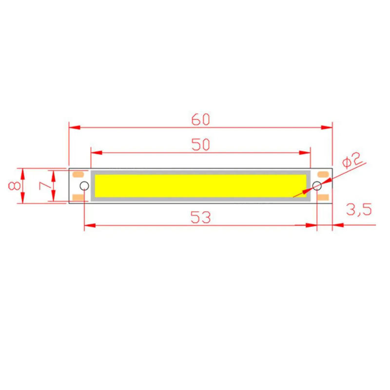 Description Picture 2 of item60x8mm 3W DC 3V 6V LED Chip On Board Bar Light Source Lamp for DIY Bicycle Working lamp