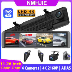 11.26 Inch 4 Channel Lens Cameras 4K 2160P Dash Cam for Car DVR 4 CH Blind Spot BSD ADAS Night Vision 24H Parking Monitor