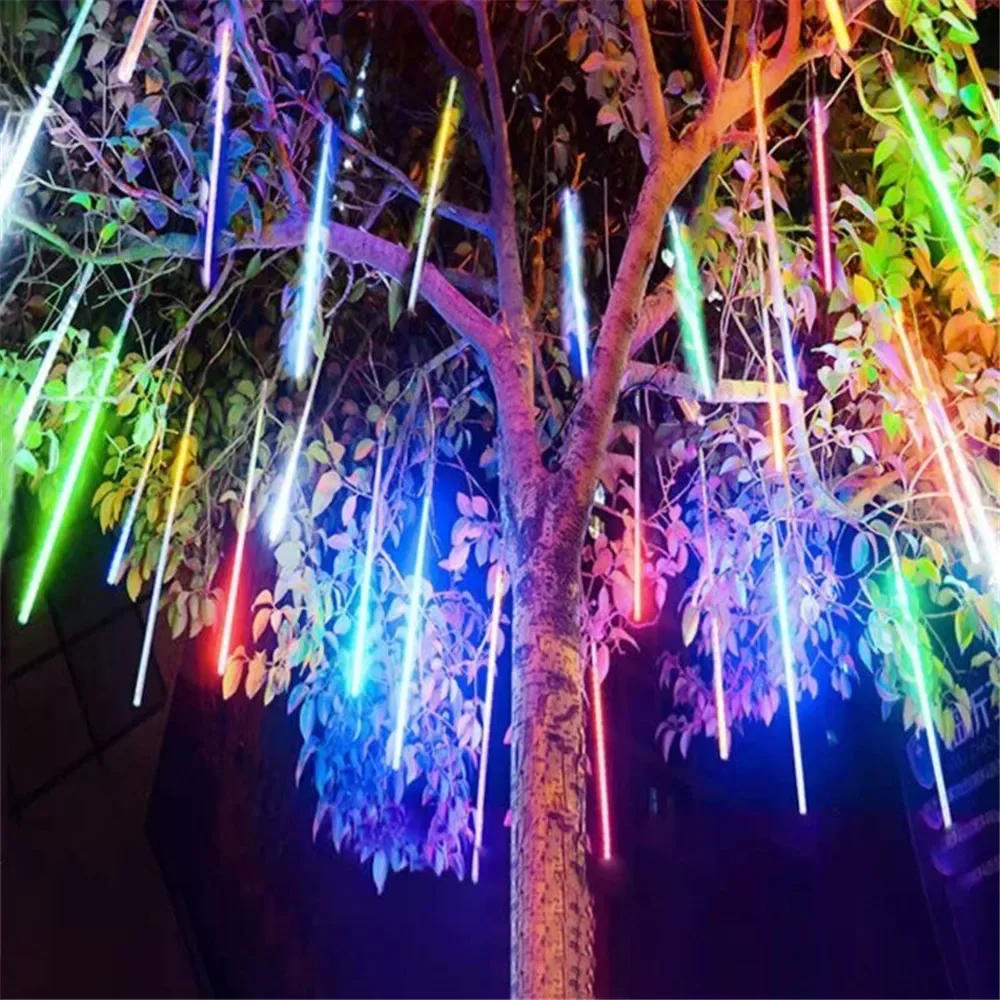 Description Picture 5 of item8/16/24/32Tube Meteor Shower String Lights Decor Holiday Outdoor Wedding Party Christmas Tree Street LED Meteor Rain Lights