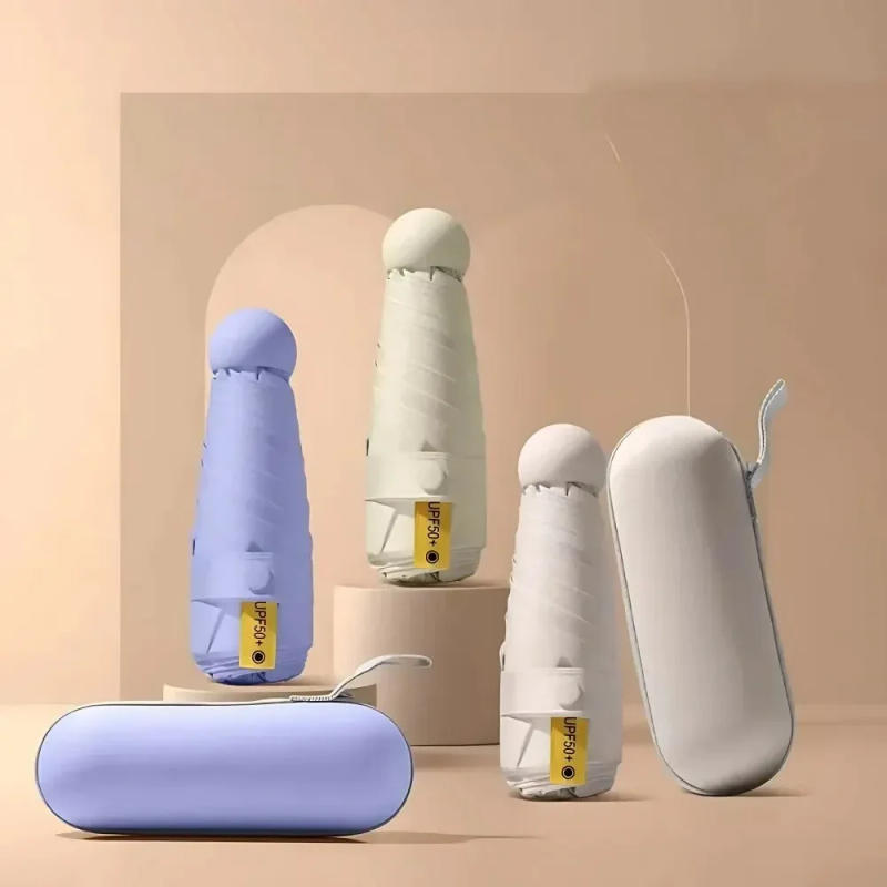 Description Picture 2 of itemFolding Travel Umbrella 6 Ribs Lightweight Compact Pocket Umbrella Windproof Rainproof with Capsule Storage for Daily Life