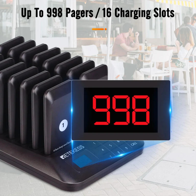 Description Picture 3 of itemRETEKESS TD157 Pager Wireless Calling System 16 Coasters Buzzer Beeper Bell Receivers For Bar Cafe Food Truck Hotel Church