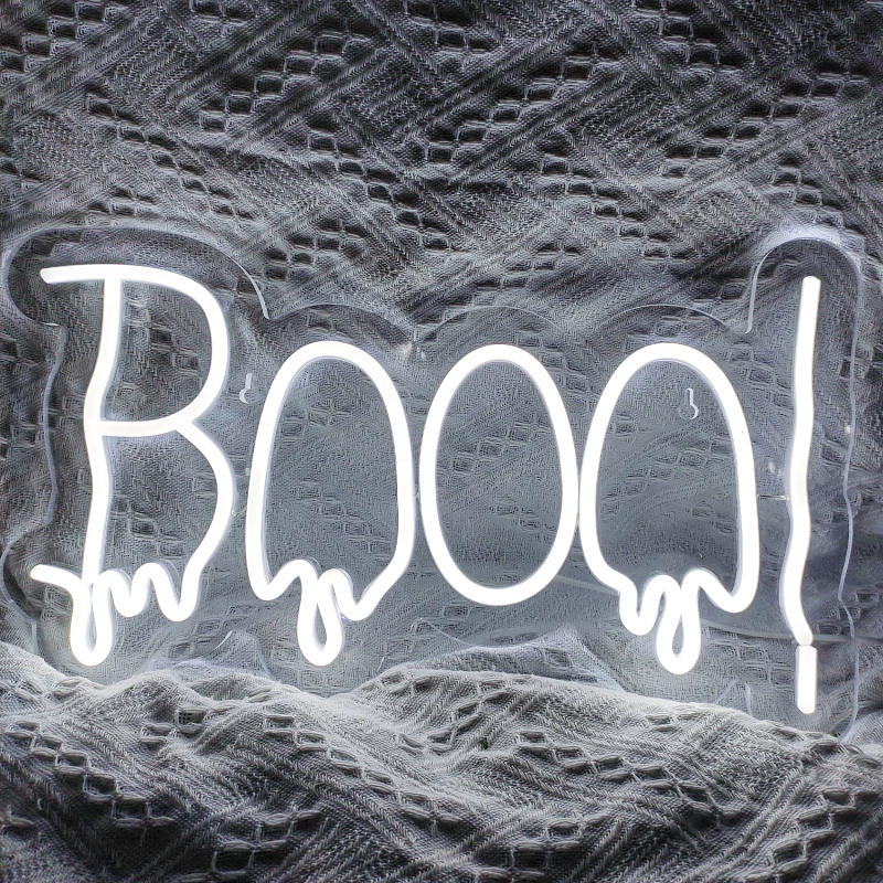 Description Picture 4 of itemBoo! Neon Sign Led Lights Halloween Melt Art Room Decoration For Home Bedroom Party Bar Club Spooky Wall Decor Signs USB Lamp