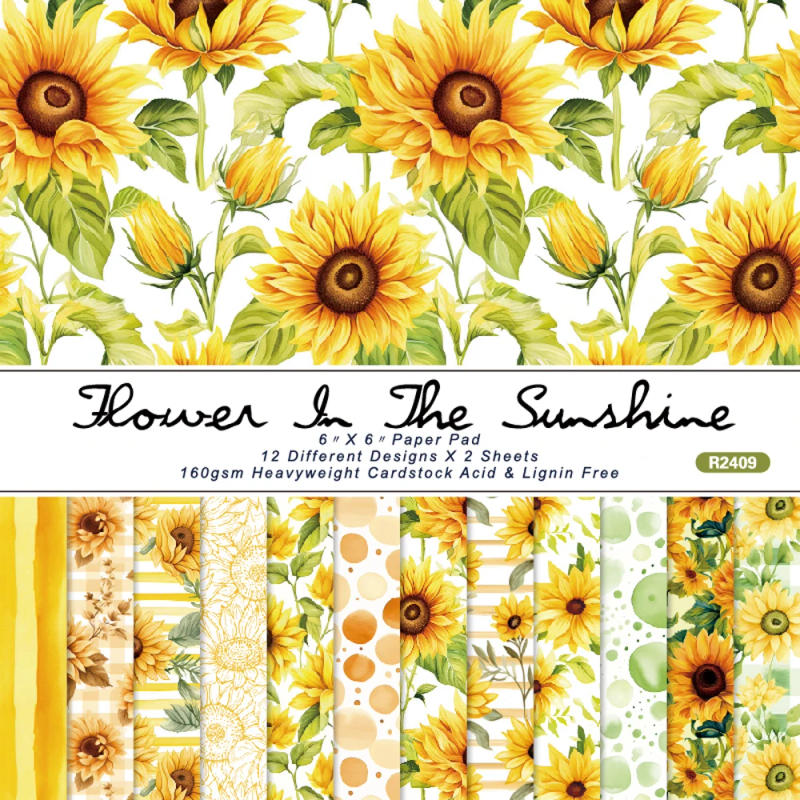 Description Picture 2 of itemKLJUYP 24 sheets 6"X6" Vintage Sunflower Scrapbook paper Scrapbooking patterned paper pack DIY craft Background paper