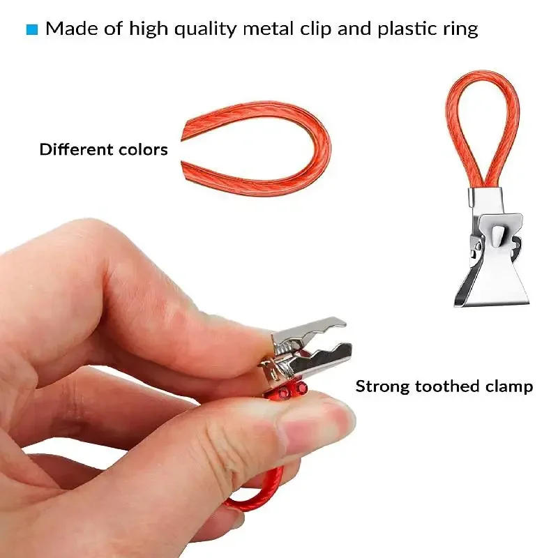 Description Picture 4 of item5/10Pcs Towel Hanging Clips Metal Clip On Hooks Loops Hand Towel Hangers Hanging Clothes Pegs Kitchen Bathroom Organizer