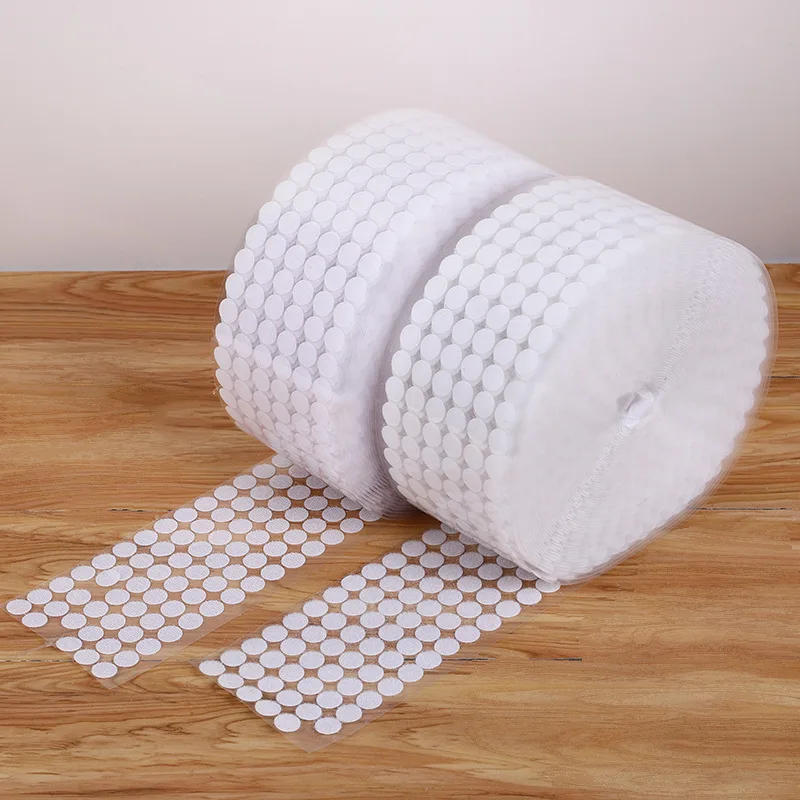 Description Picture 3 of itemWholesale 1roll Dot Sticker Tape Glue Adhesive Fastener 10/15/20mm Nylon Hook Loop Glue Round Strong Self Adhesive Fastener Tape